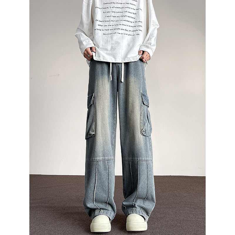 casual blue and black denim pants men