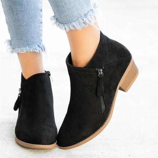 Women’s Suede Chelsea Boots – Pointed Toe Winter Ankle Boots