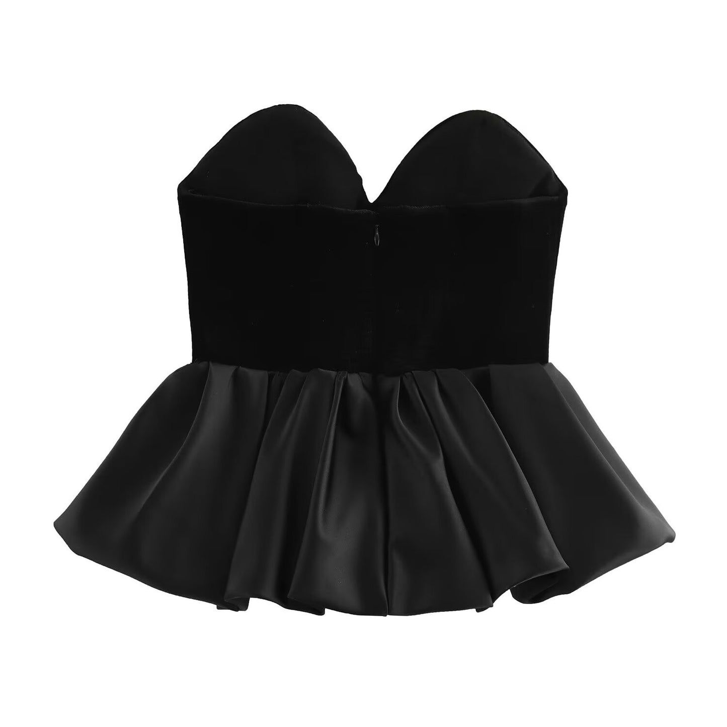 Women’s Velvet Strapless Tube Top – Ruffle Casual Fashion Crop