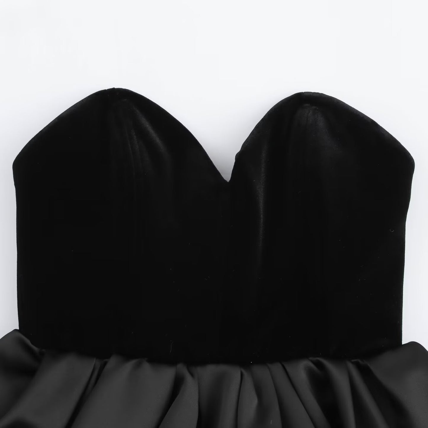 Women’s Velvet Strapless Tube Top – Ruffle Casual Fashion Crop