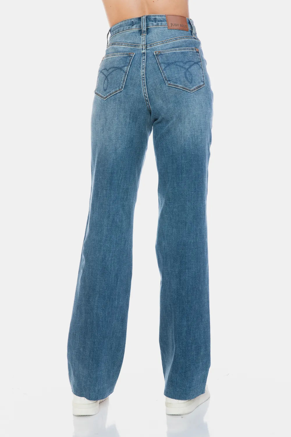 Women's Judy Blue straight jeans with raw hem detail