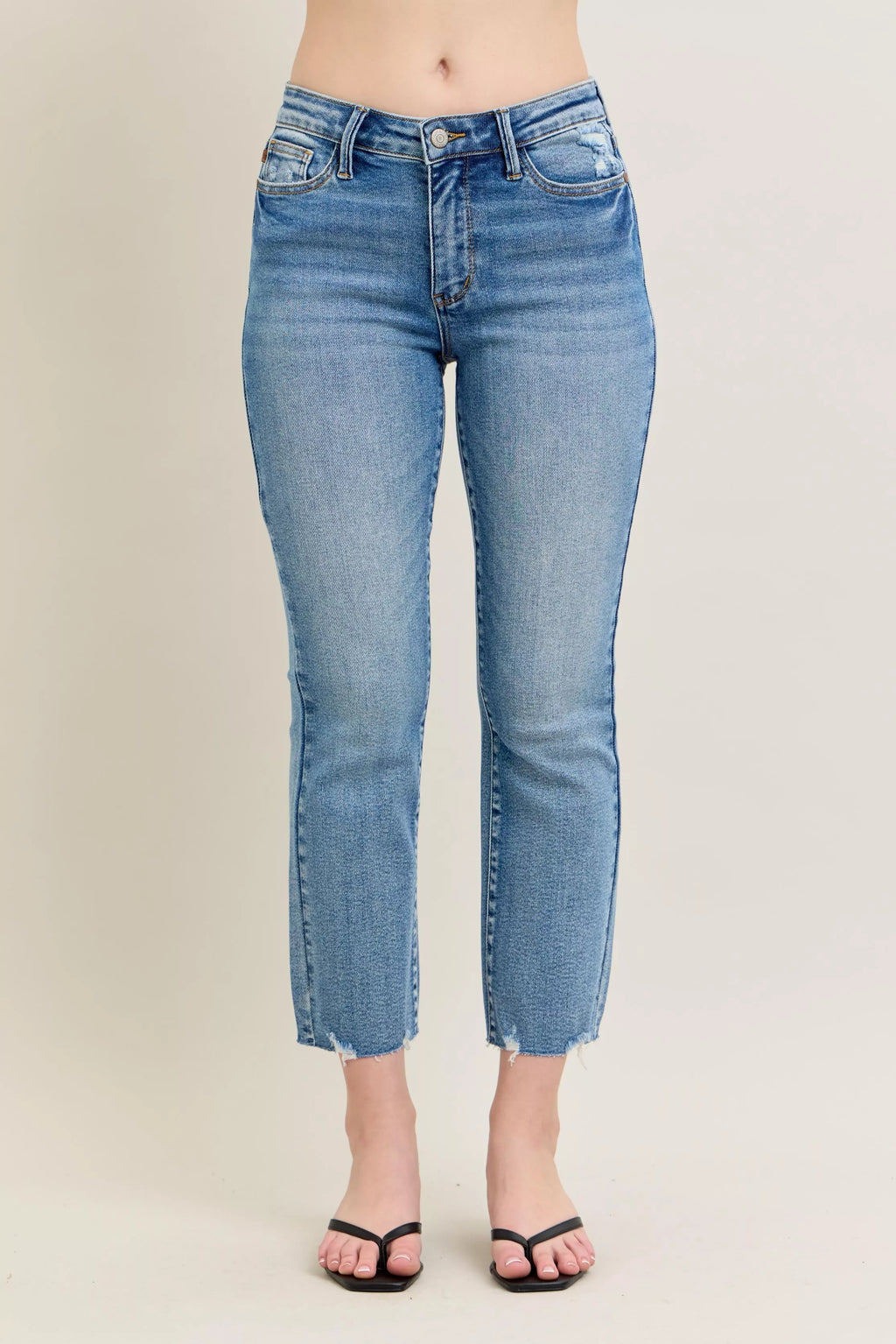 Judy Blue vintage wash kick flare jeans with destroy hem