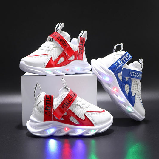kids light up mesh sneakers breathable casual sports shoes
