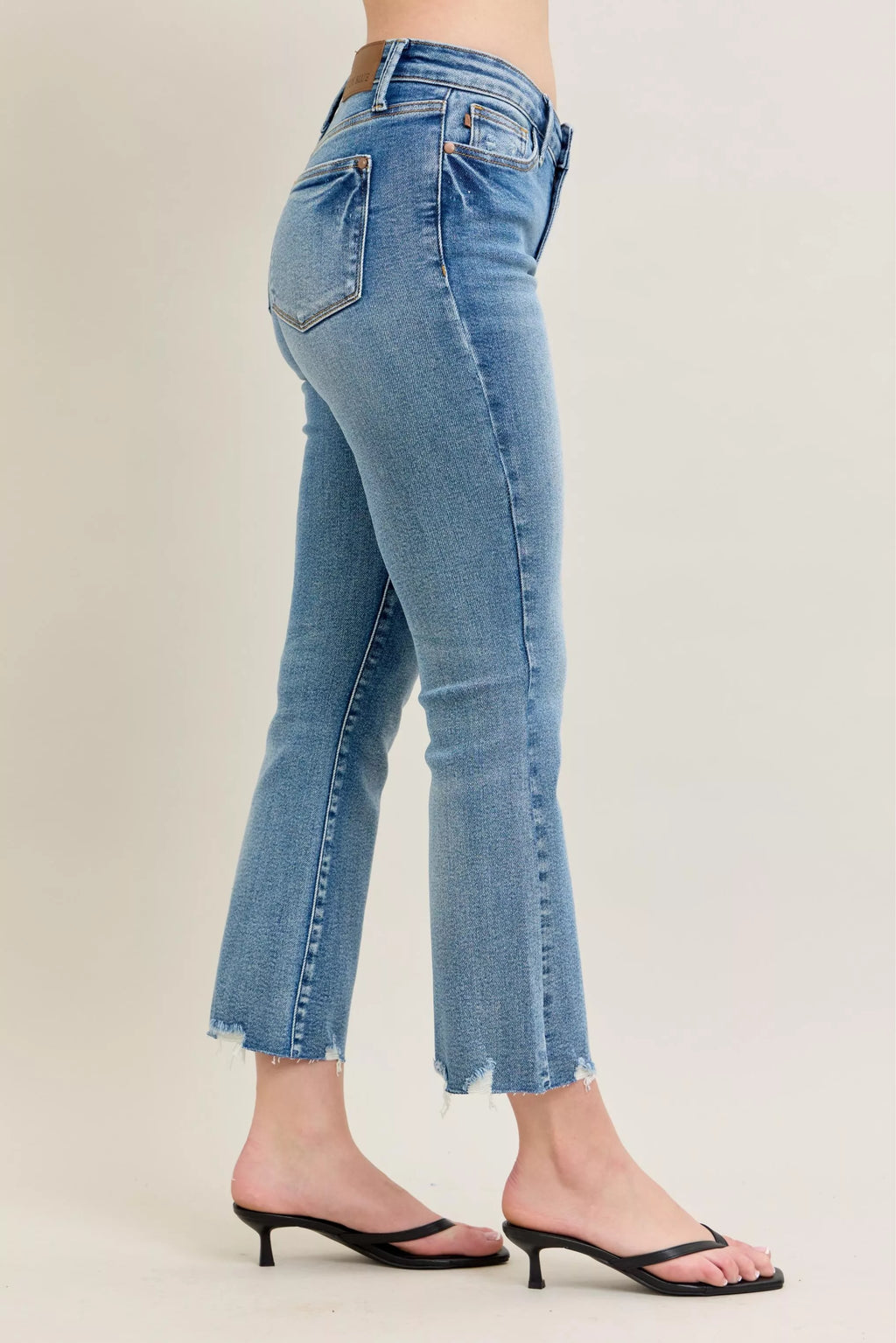 Vintage wash kick flare denim jeans for women