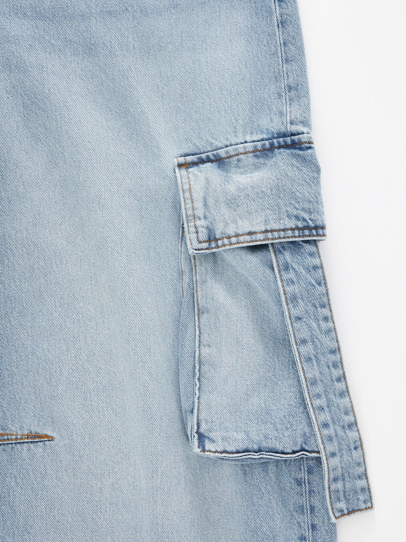 Women's denim cargo trousers wide leg casual style