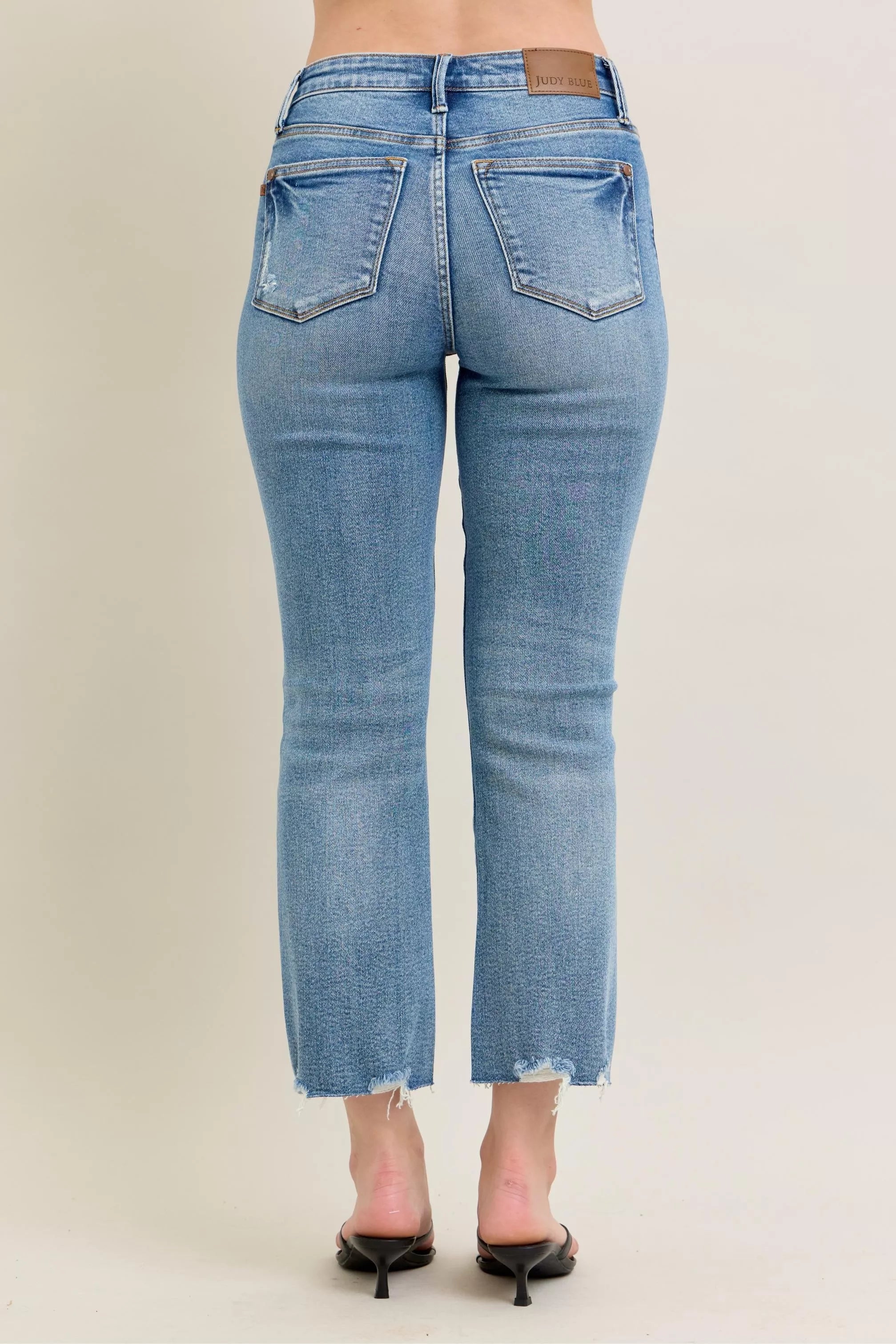 Judy Blue flare jeans women raw hem denim pants